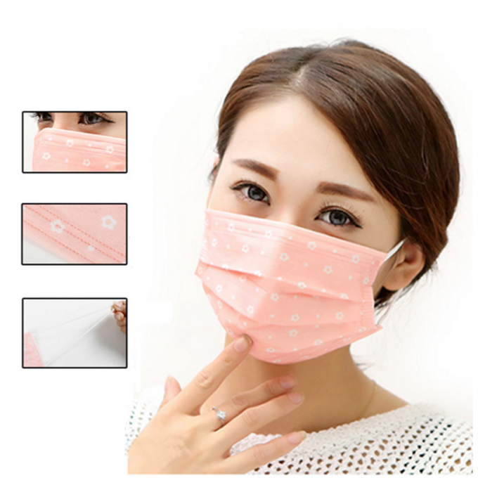 Printed Surgical Face Masks With Design , Dustproof Disposable Earloop