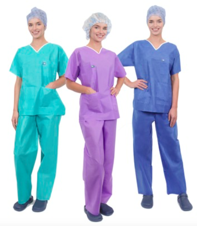 Dustproof SMS Medical Operating Room Scrubs Uniforms Without Glass Fibres