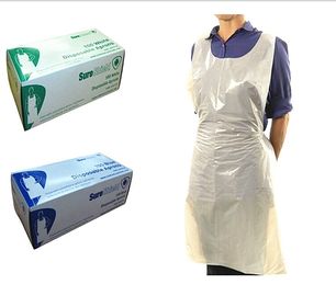 China Cleaning Plastic Throw Away Aprons , Colored Plastic Disposable Paint Aprons HDPE / LDPE supplier