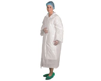 China Waterproof Womens Plastic Raincoat With Hood , Disposable White Coats supplier