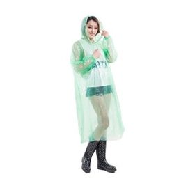 China Outdoors Disposable Womens Plastic Raincoat With Hood , Plastic Emergency Rain Poncho  supplier