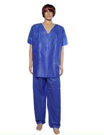 China Nonwoven Breathable Disposable Scrub Suits With Short Sleeves / Anti Blood / Alcohol supplier