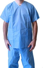 China Dark Blue Disposable Protective Gowns , Unisex V Neck Scrubs For Laboratory / Home Care supplier