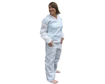 China Cleanroom Disposable Polypropylene Non Woven Protective Coverall White / Blue supplier