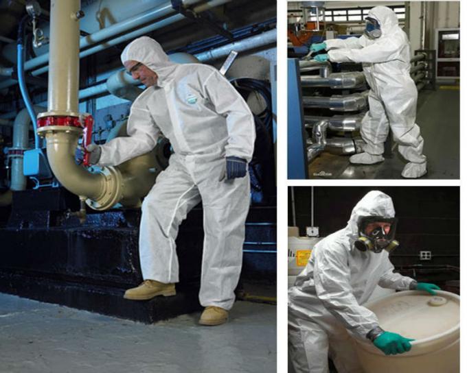 Waterproof Anti Static White Disposable Paint Suit With Front Zipper