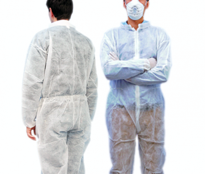 Disposable Non woven Protective Safety Coverall / Work Suit With Collar
