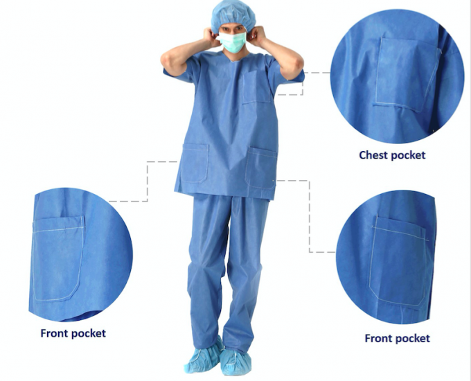 Surgical Patient Disposable Scrub Suits PP Non Woven Material For Hospital
