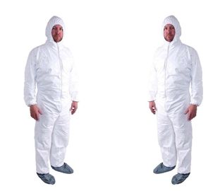 China Anti Static Silicone Free Disposable Coverall Suit S To 5XL Elastic / Knitted Cuff supplier