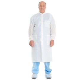 China Disposable Non Woven Lab Coat , SMS Long  Breathable Lab Coats With Zipper Or Snaps supplier