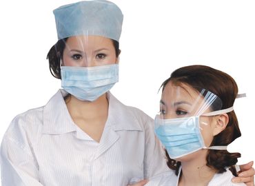 China Anti Splash Disposable Face Mask 3 Layer Nonwoven With Plastic Shield CE supplier