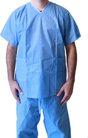 China Dark Blue Disposable Protective Gowns , Unisex V Neck Scrubs For Laboratory / Home Care supplier