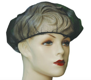 China Nylon Mesh Soft Disposable Head Cap , Black Medical Mesh Elastic Hat supplier