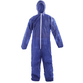 China Anti - Static Blue Breathable Disposable Safety SMS Protective Coverall Suit supplier
