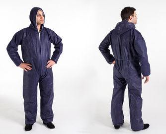 China Non Woven PP+PE Coated Protective Disposable Coverall Suit Navy Blue supplier