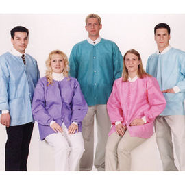 Colored Disposable Fluid Resistant Lab Coat , SMS Nonwoven Clean Room Lab Coats  supplier