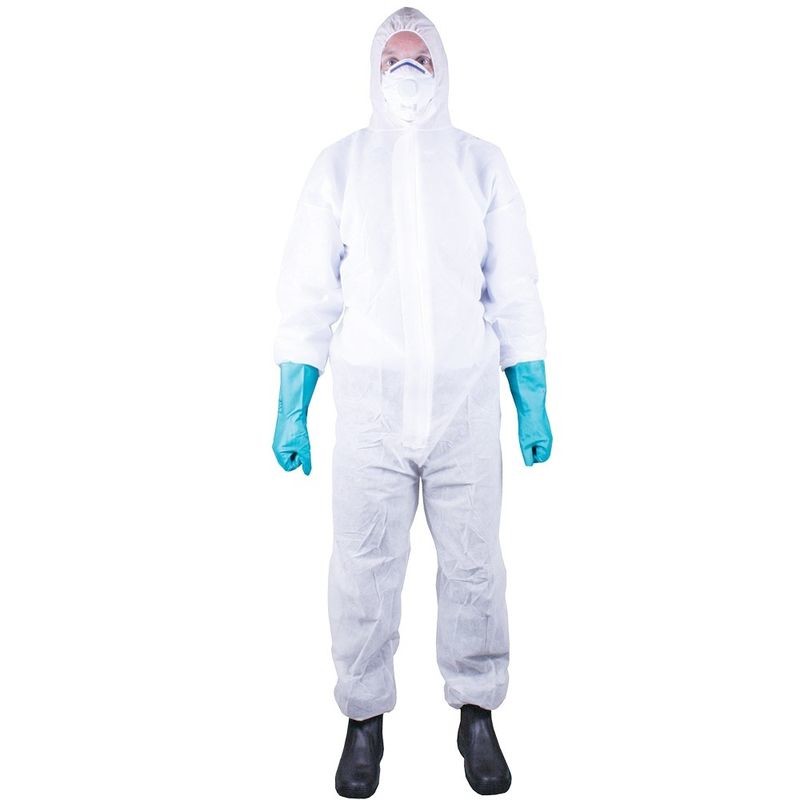 Disposable White Coveralls With Hood - XXL Size, Painters Protective Suit, Waterproof